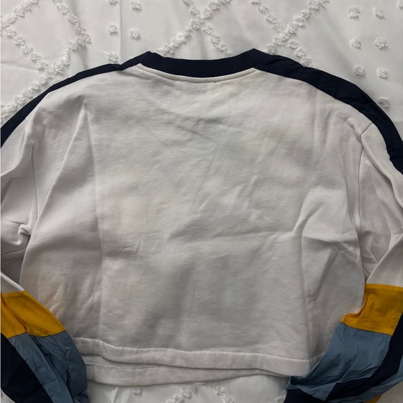 Zara cropped Mickey Mouse Long Sleeve Shirt - White, Yellow, and Navy - Picture 3 of 3